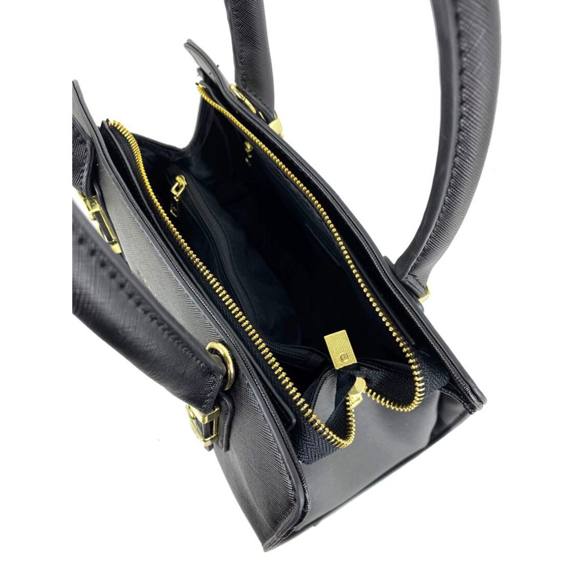 Mel&Co Saffiano-Effect Satchel With Metal Buckle Detail