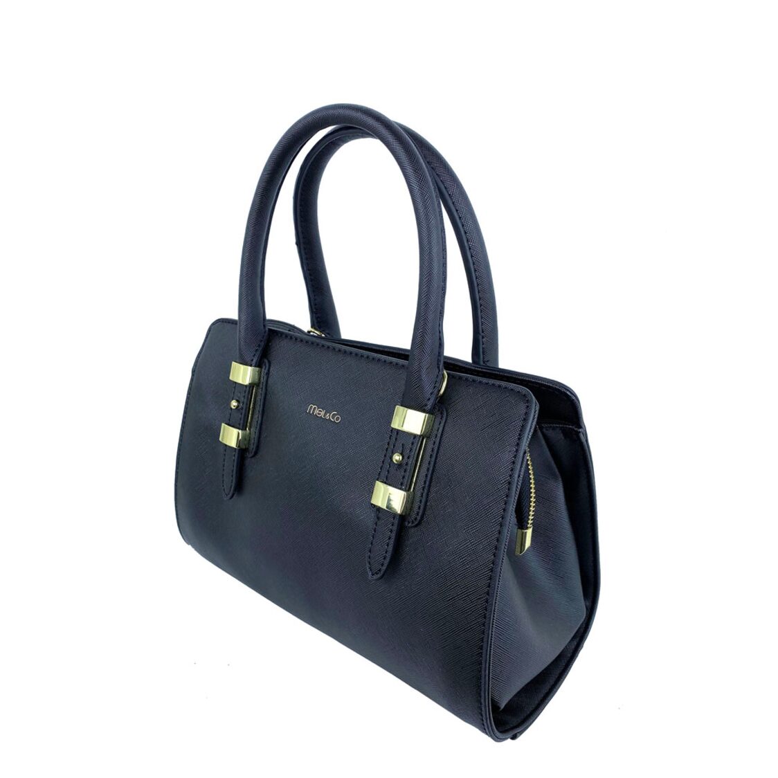 Mel&Co Saffiano-Effect Satchel With Metal Buckle Detail