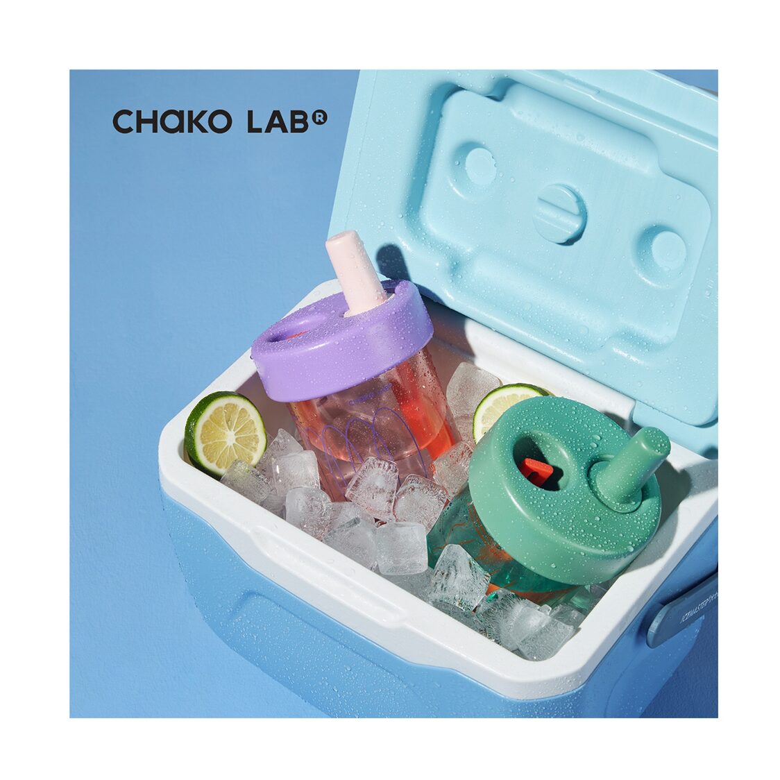 Chako Lab 450ml Bobo Straw Cup Round Purple/Orange