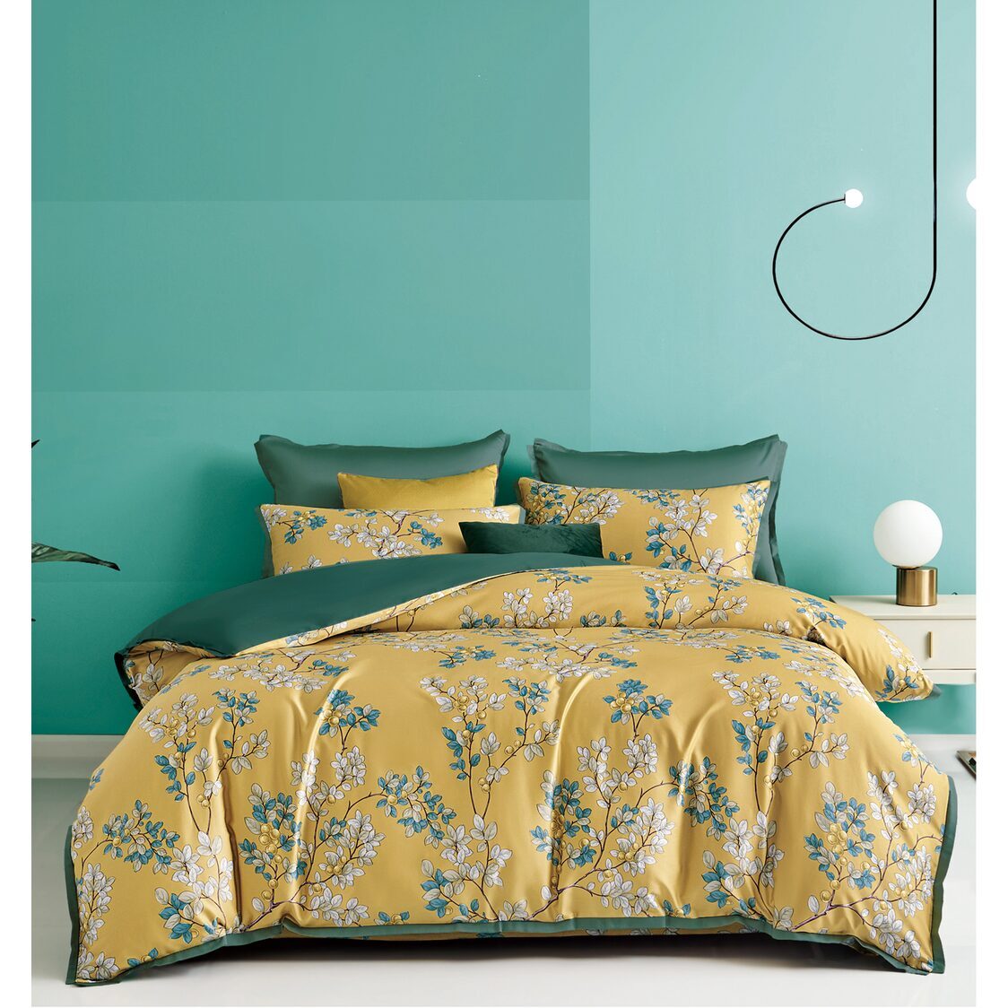 Kiff Carnation II Fitted Sheet / Bed Set Yellow/Green