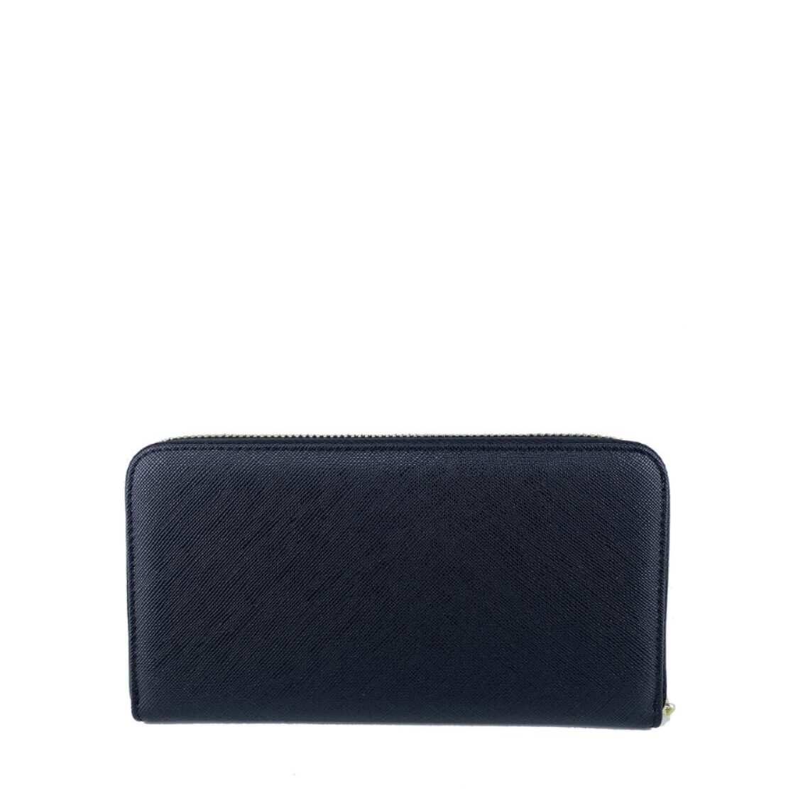 Mel&Co Saffiano Leatherette Zip-Around Long Wallet Black