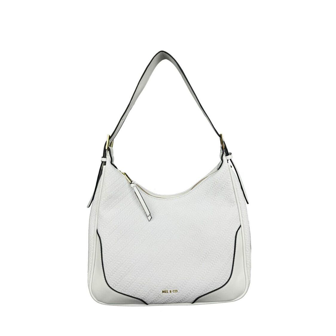 Mel&Co Braid Embossed Shoulder Bag White