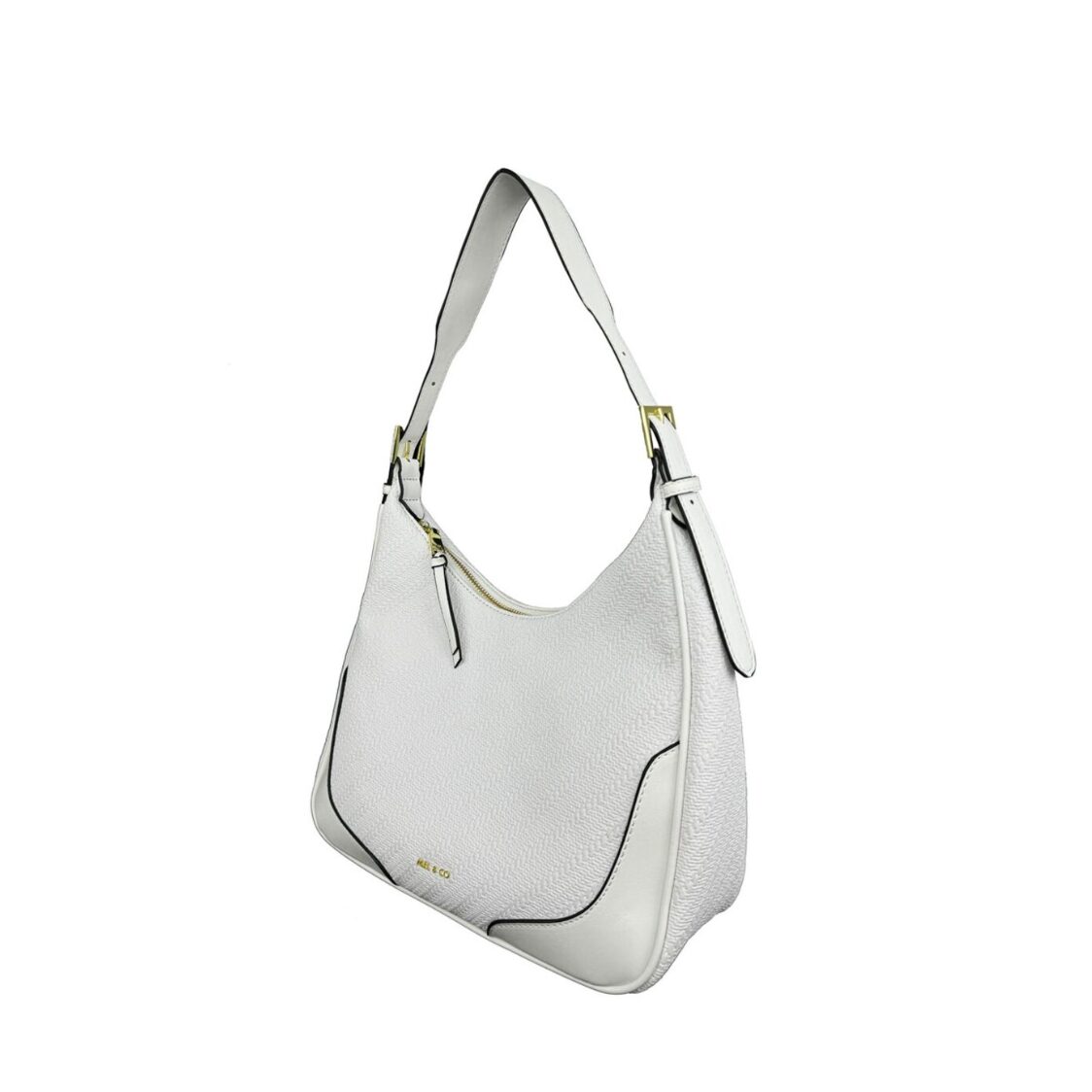 Mel&Co Braid Embossed Shoulder Bag White