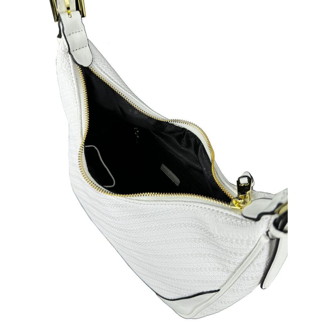 Mel&Co Braid Embossed Shoulder Bag White