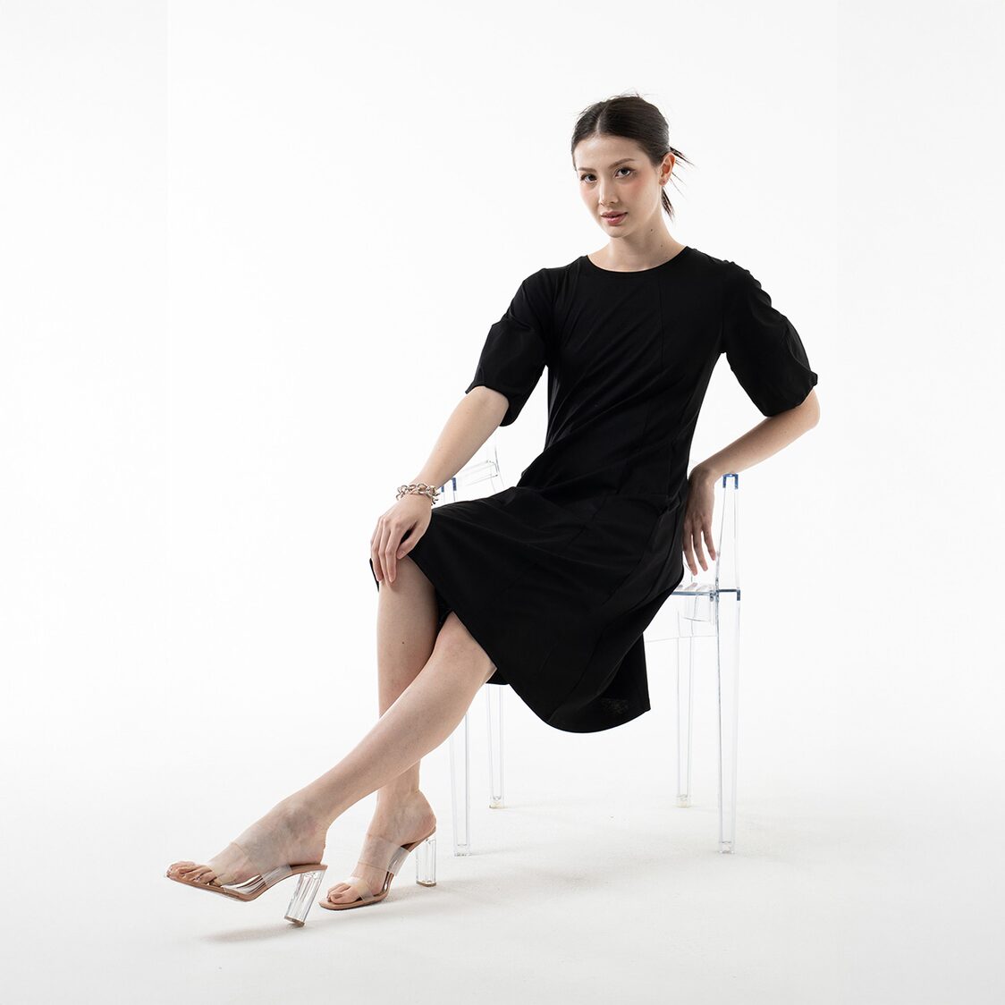 K/WOODS Cloud Sleeve Dress in Black