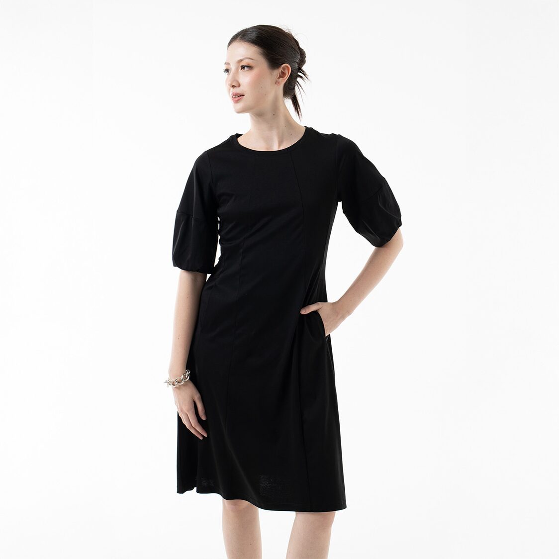 K/WOODS Cloud Sleeve Dress in Black