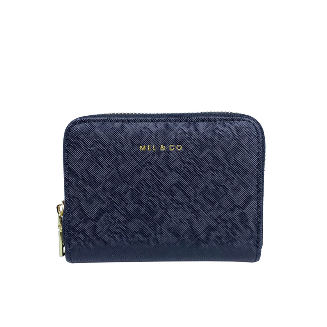Mel&Co Saffiano-Effect Zip-Around Card Holder
