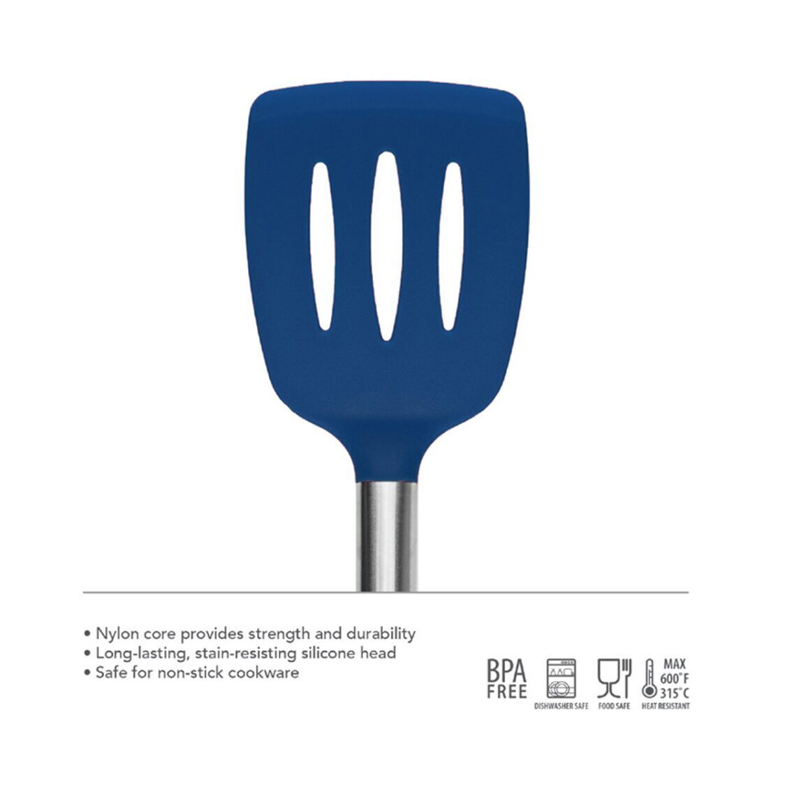 Tovolo Elements SS Handled Slotted Turner Blueberry