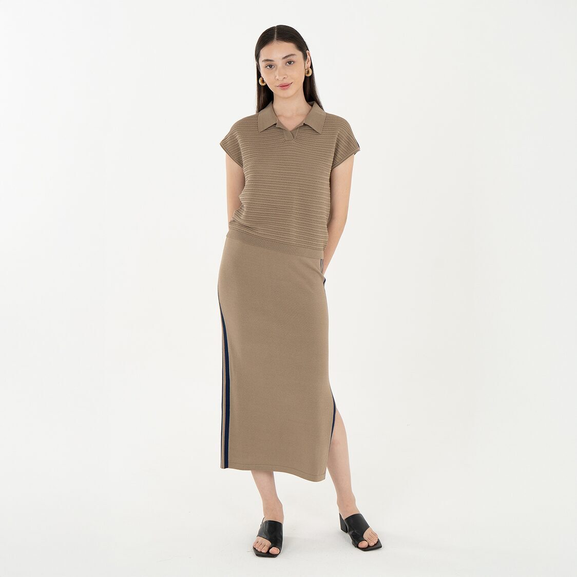 K/WOODS Ice Cool Urban Textured Polo in Camel