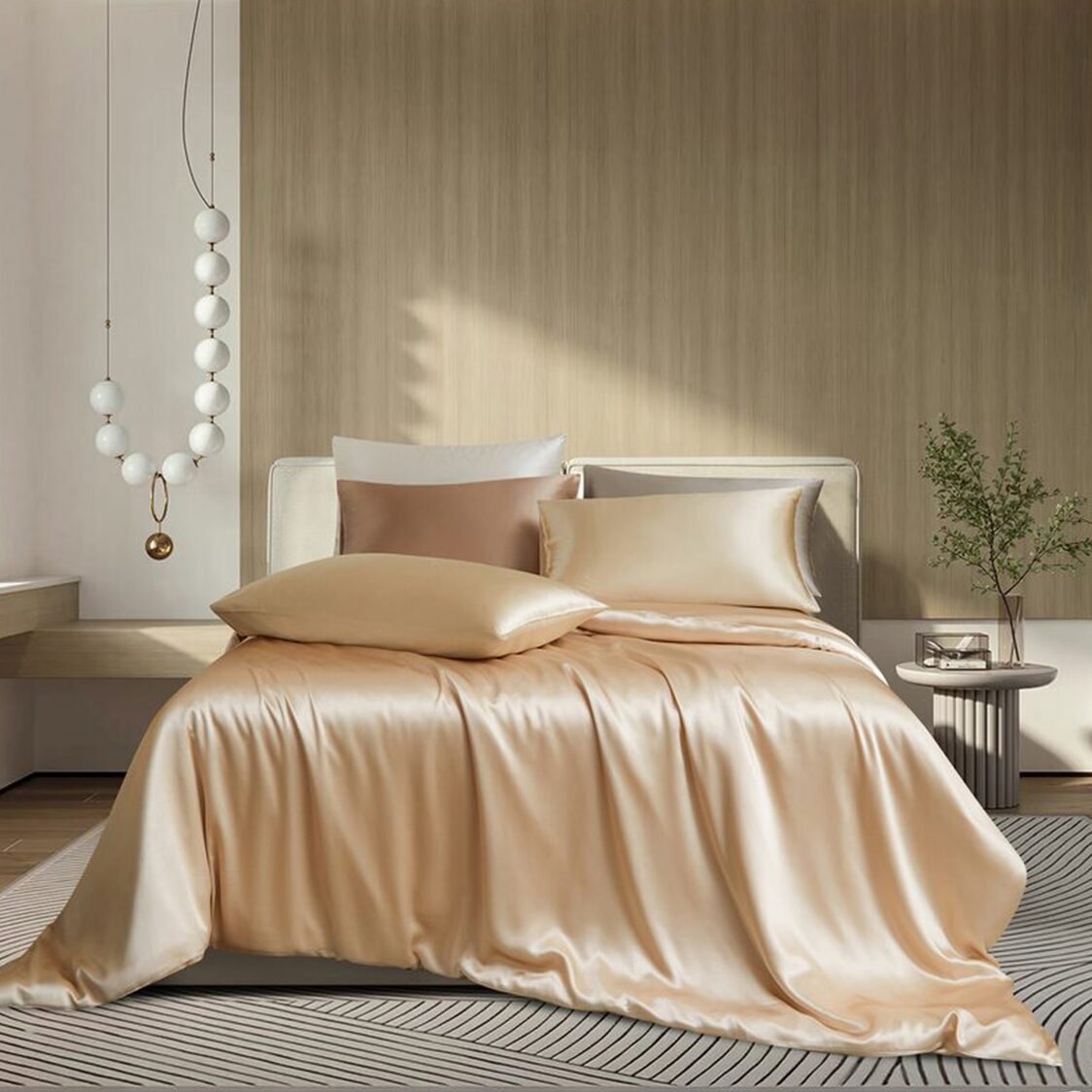 Kinu Silk Lustre Bedset - Light Golden