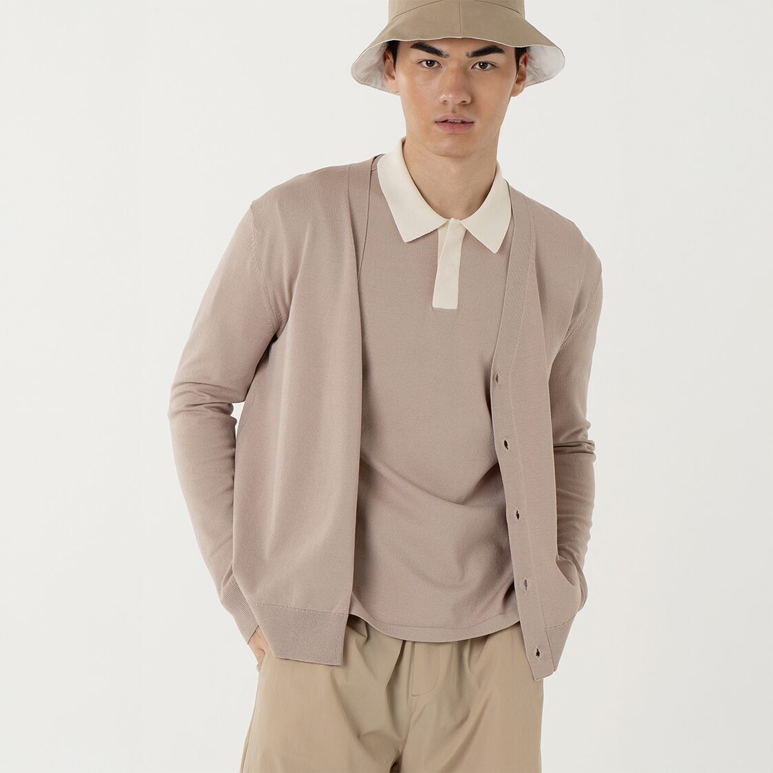 K/WOODS Ice Cool Cove Cardigan in Khaki