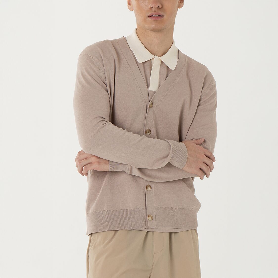K/WOODS Ice Cool Cove Cardigan in Khaki