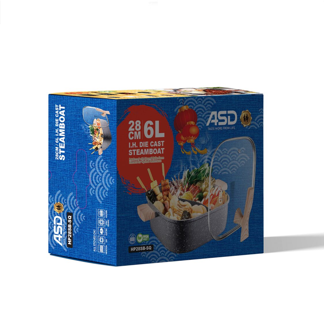 ASD Die Cast IH "Yuan-Yang" Steamboat 28cm - Square (HP28SB-SQ)