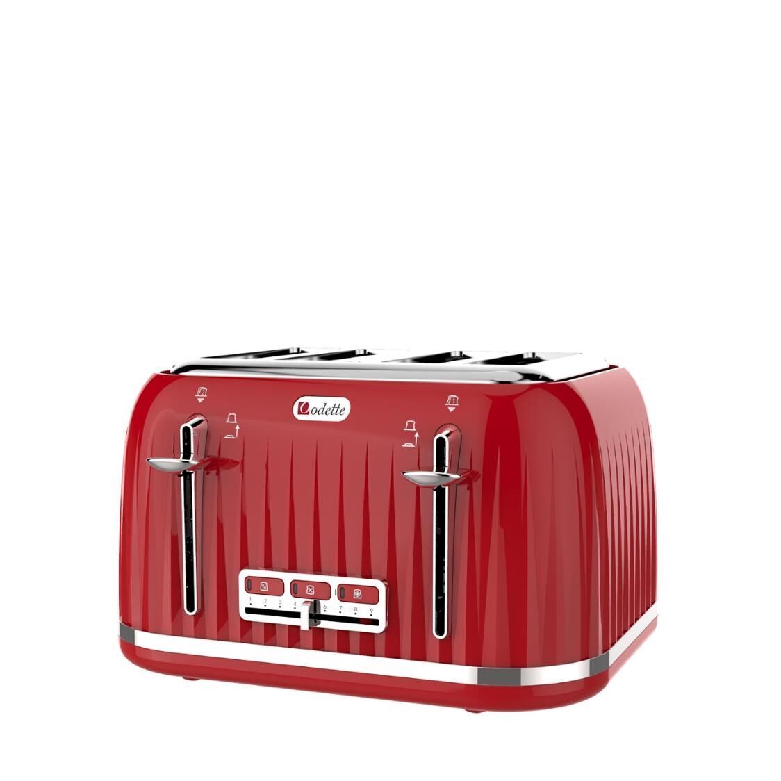 Odette 4 Slice Retro Design Toaster Red T382D