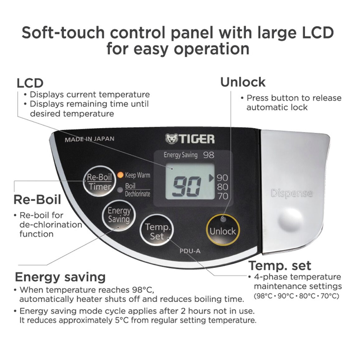 TIGER Electric Water Heater 3.0L / Free: Citric Acid Airpot Cleaner (PDU-A30S & PKS-0120)