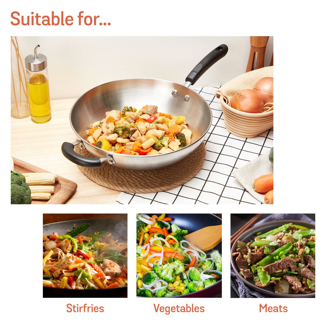 Meyer Centennial Stainless Steel 32cm Covered Skillet Wok (Induction) 77260
