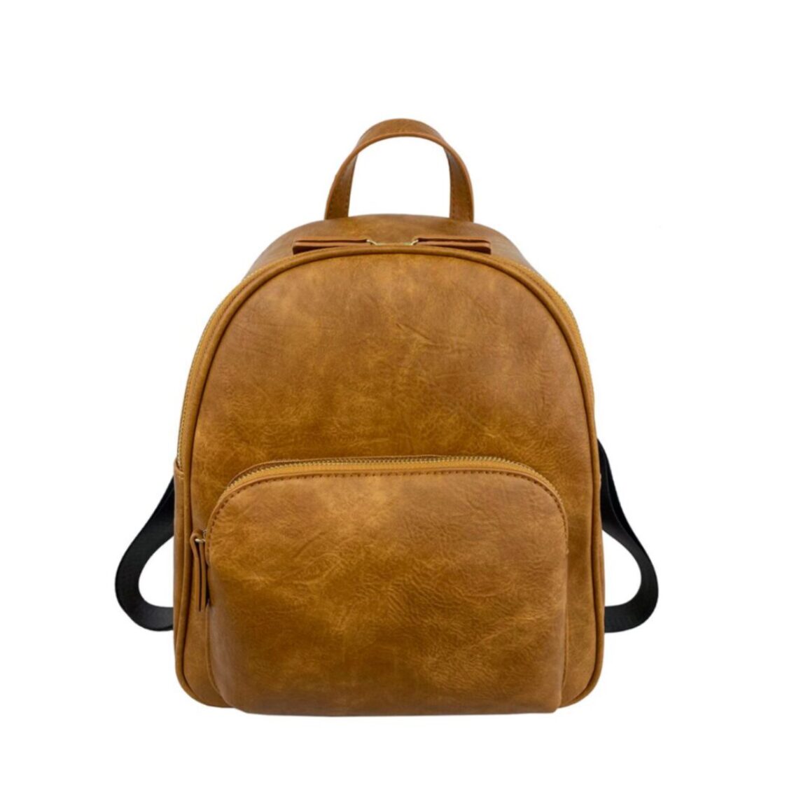 Mel&Co Faux Leather Round Top Minimalist Backpack
