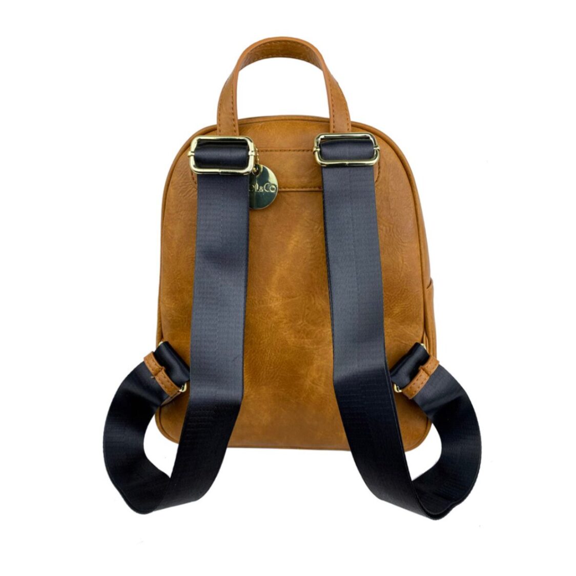 Mel&Co Faux Leather Round Top Minimalist Backpack