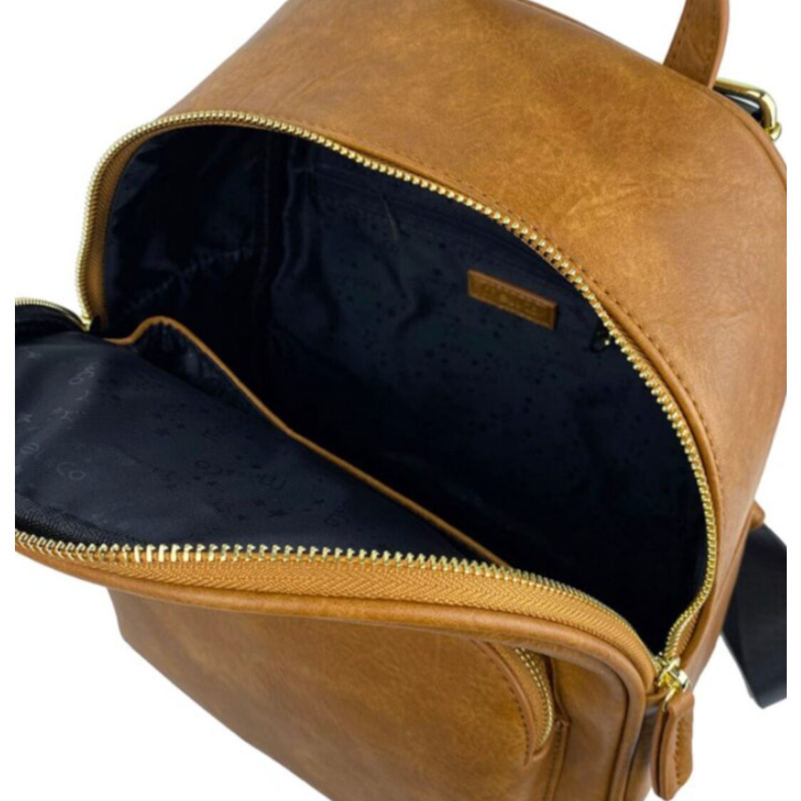 Mel&Co Faux Leather Round Top Minimalist Backpack