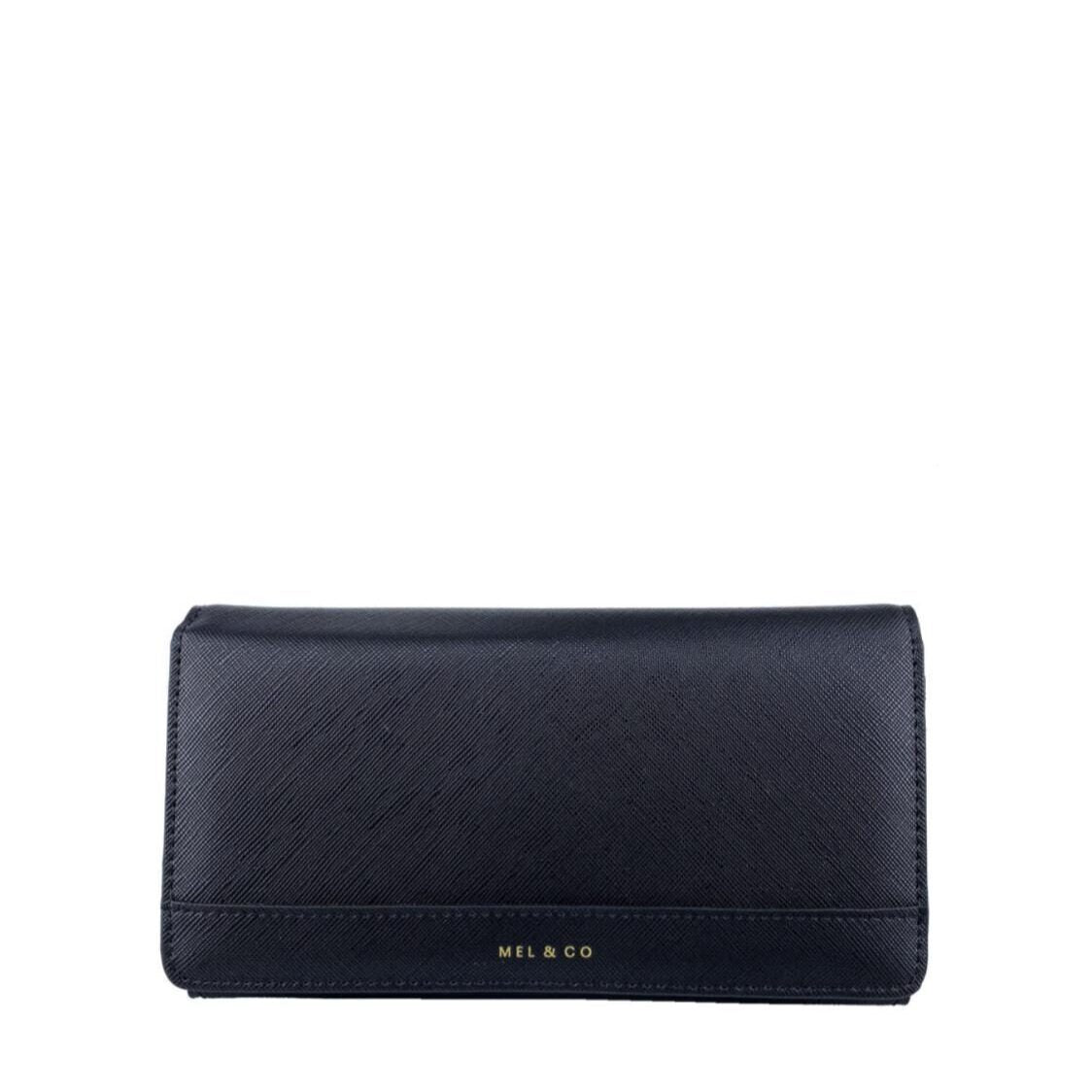 Mel&Co Saffiano-Effect Tri-Fold Flap Large Wallet