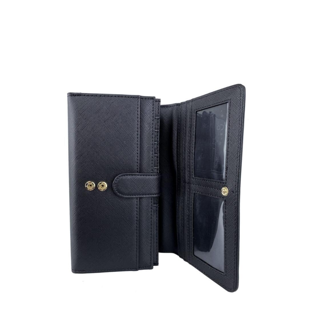 Mel&Co Saffiano-Effect Tri-Fold Flap Large Wallet