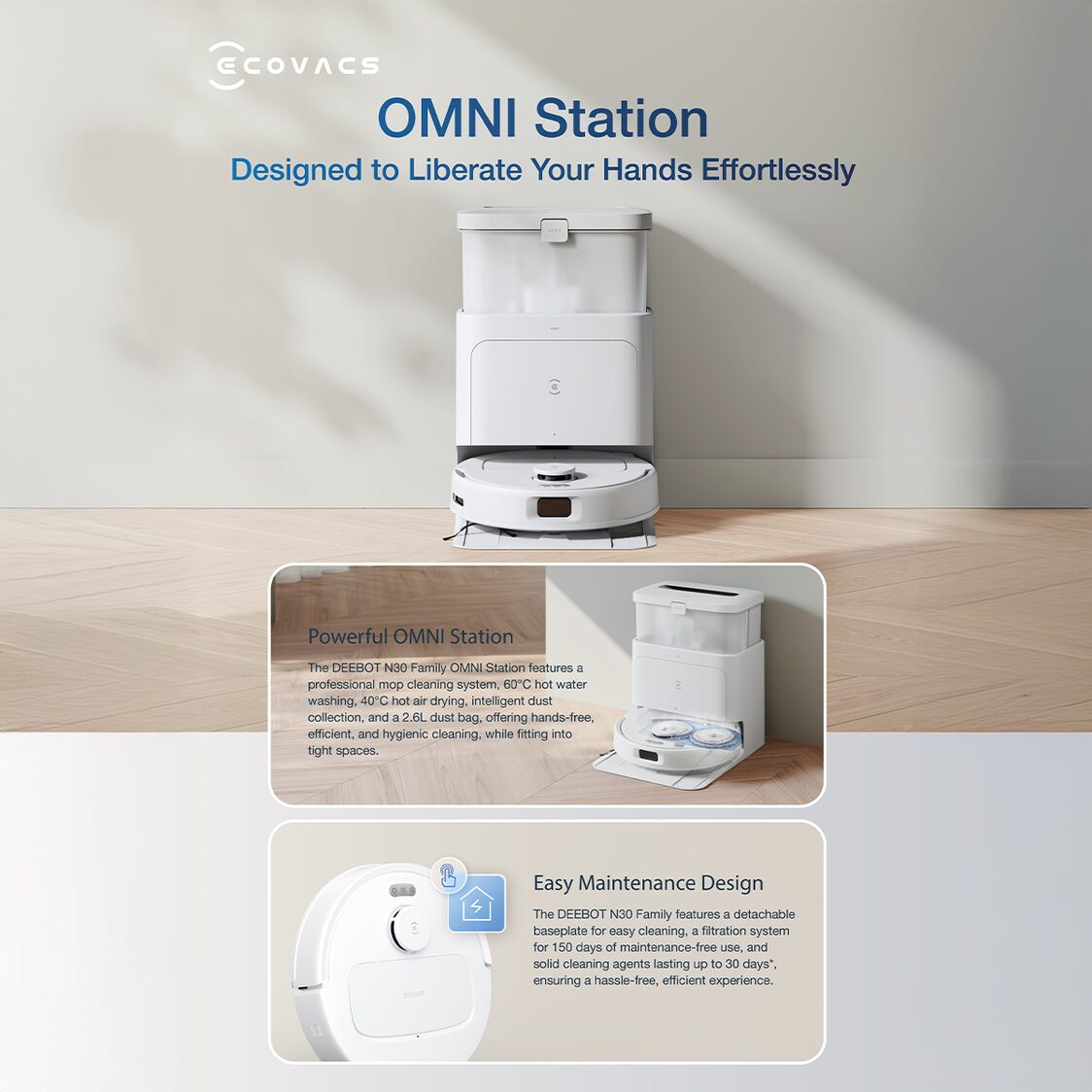 Ecovacs Deebot N30 Pro Omni - Black