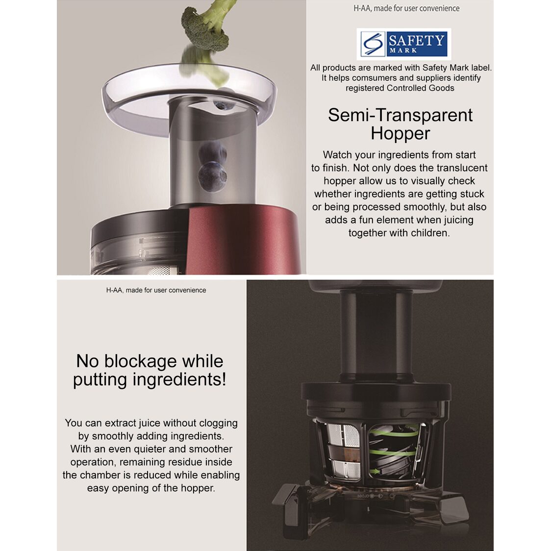 Hurom Slow Juicer Matte Silver HA-2600 Classic Series