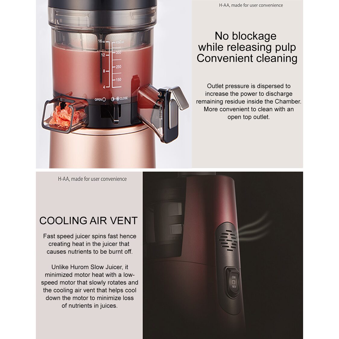 Hurom Slow Juicer Matte Silver HA-2600 Classic Series