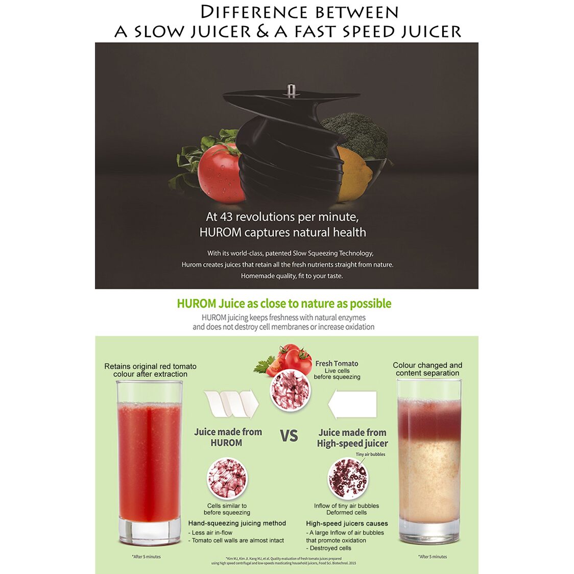 Hurom Slow Juicer Matte Silver HA-2600 Classic Series
