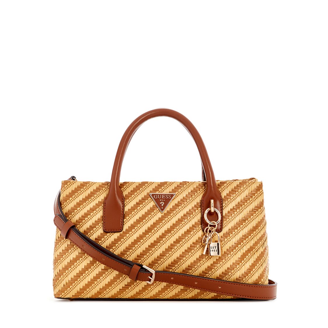 Guess Simona Small Satchel - Natural/Cognac
