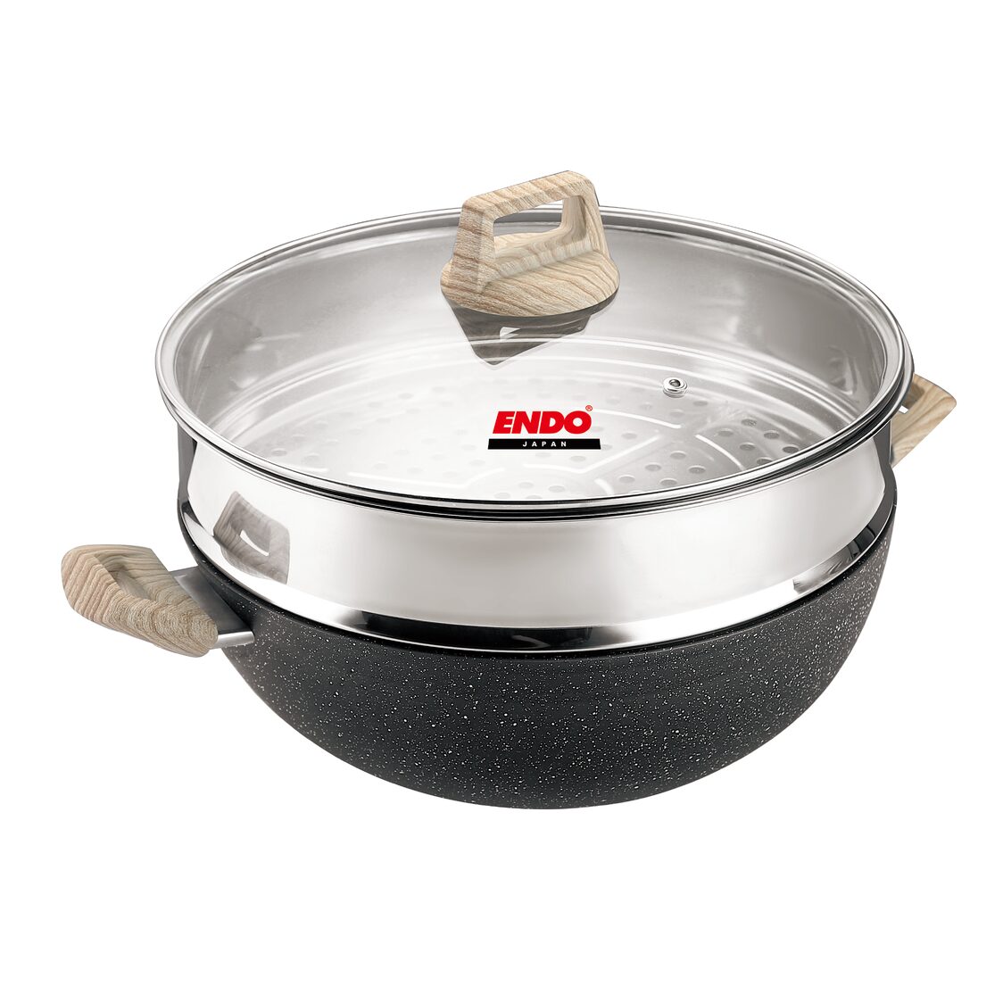 Endo Ganseki 32cm I.H. Chef Wok with Steamer (E-GSK-32W+S)