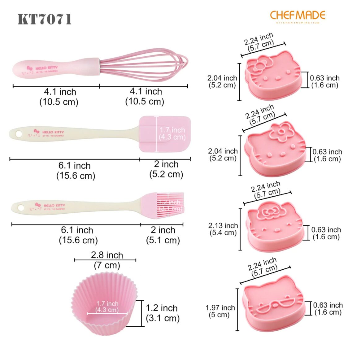 CHEFMADE Hello Kitty Kids Baking 15pcs Set 1898CM-KT7071