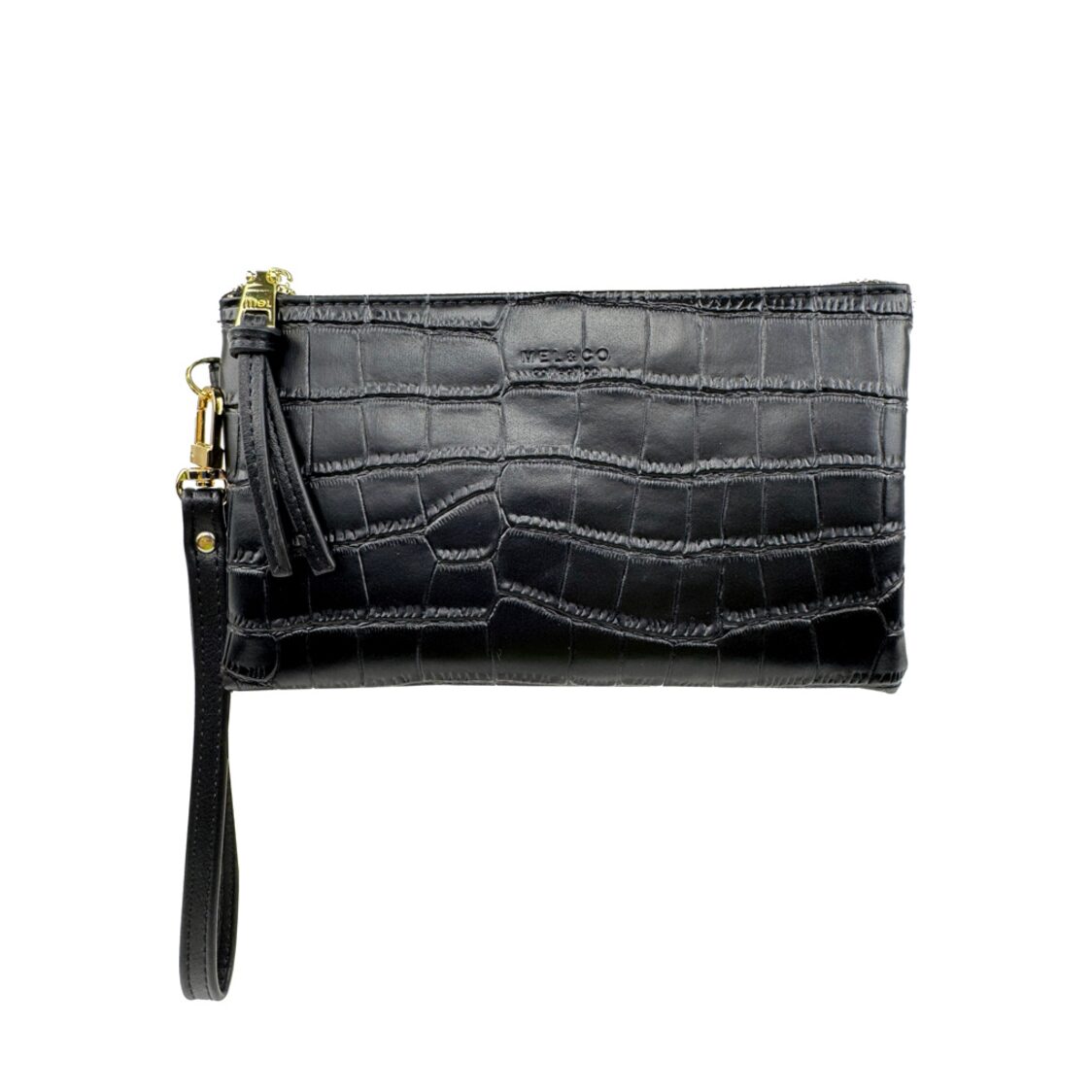 Mel&Co Croco Wristlet Pouch Black