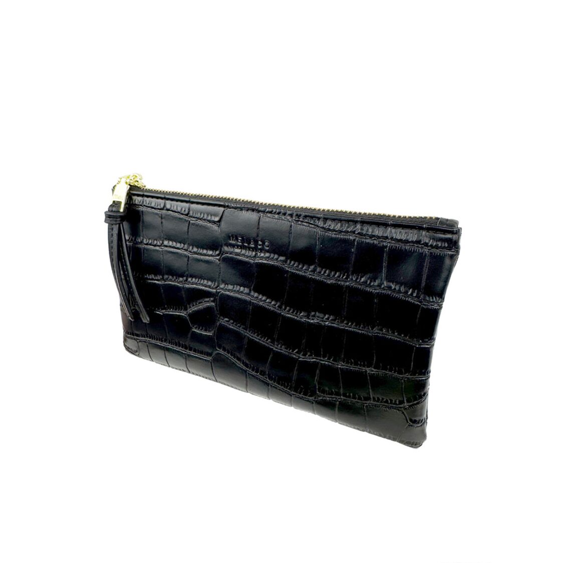 Mel&Co Croco Wristlet Pouch Black