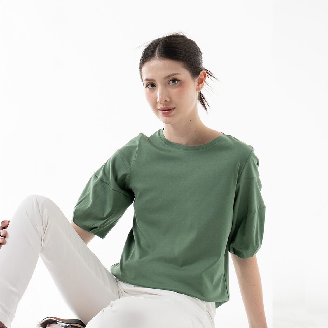 K/WOODS Cloud Sleeve Top in Sage Green