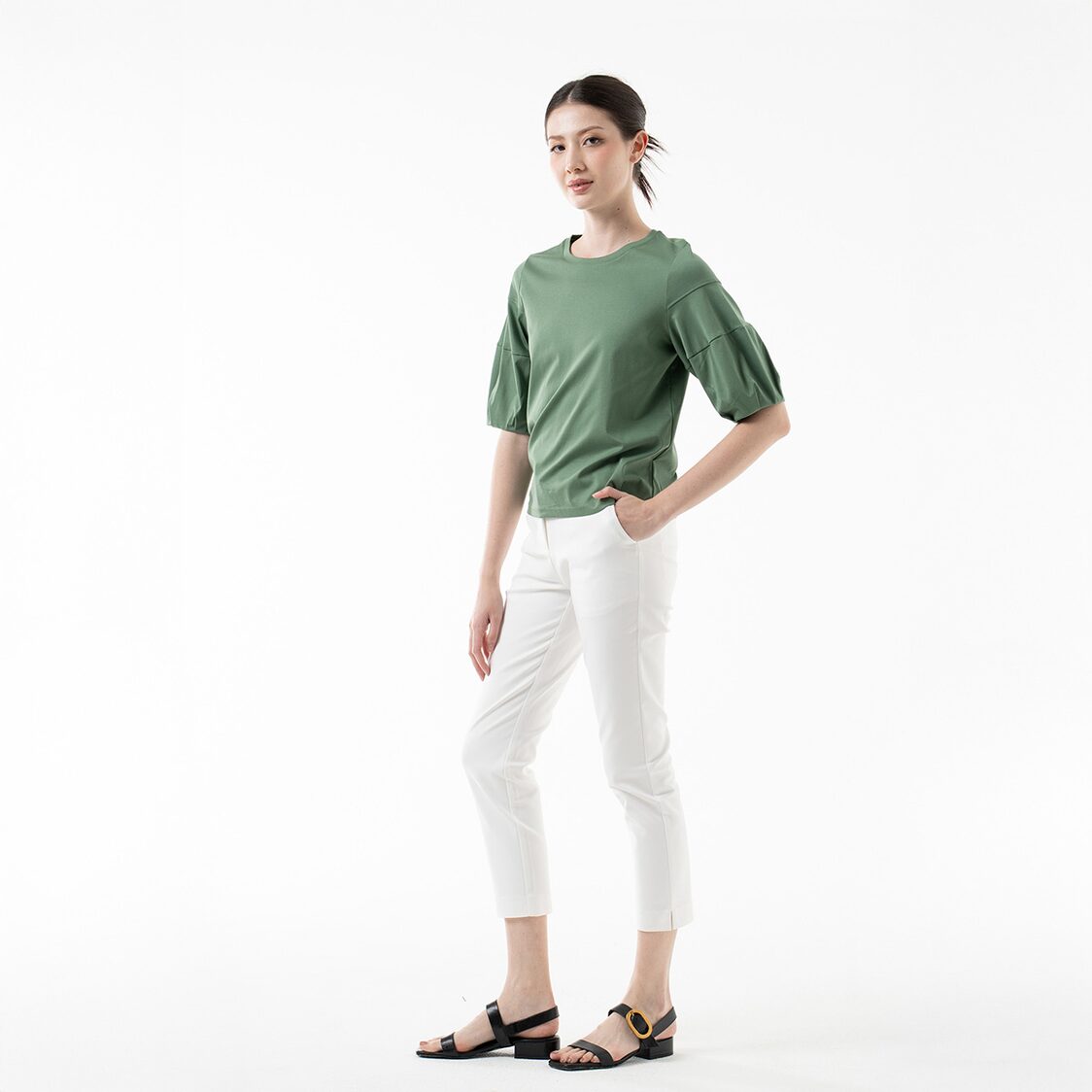 K/WOODS Cloud Sleeve Top in Sage Green