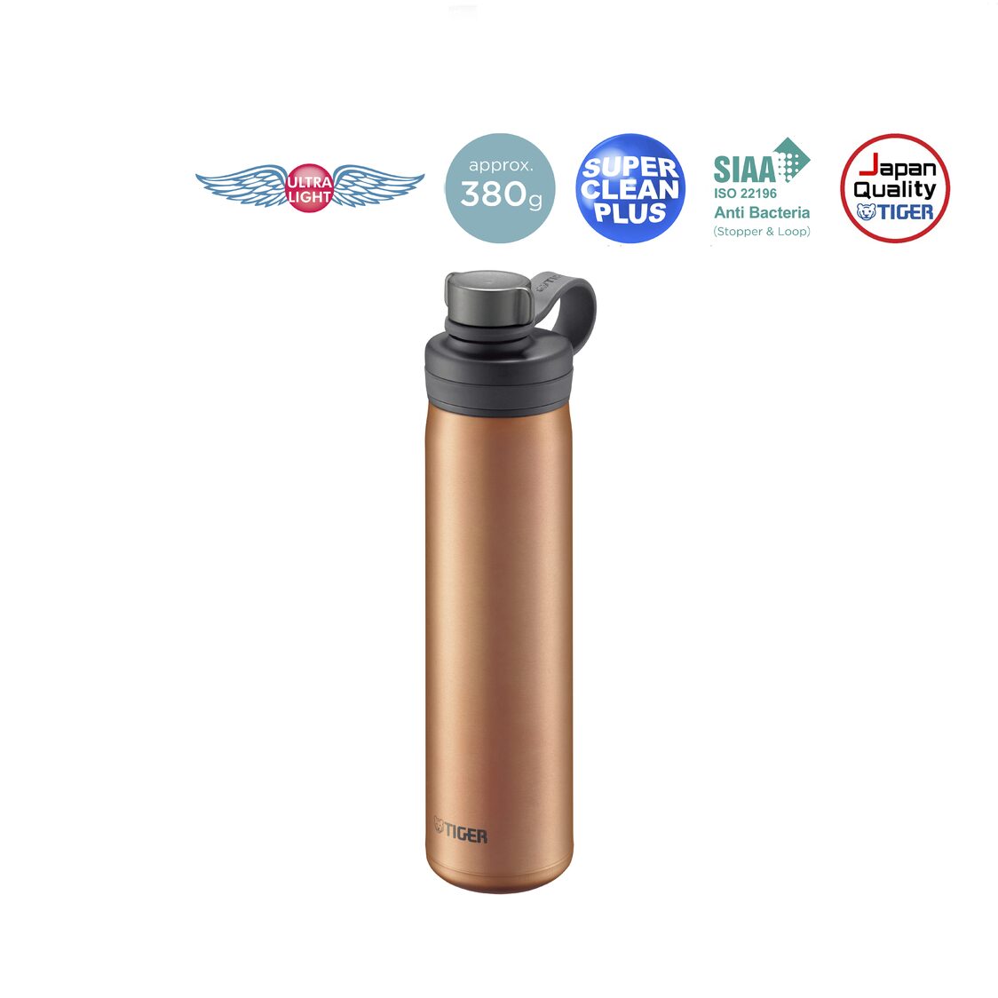 TIGER Anti-Bacterial Double Stainless Steel Carbonated Bottle - Copper (MTA-T080 DC)