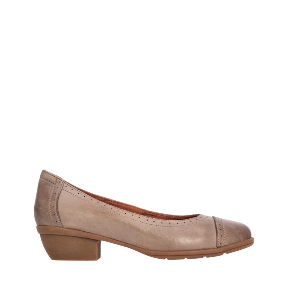 Barani 19602 Grey Leather Heels (Short, Perforated Lining)