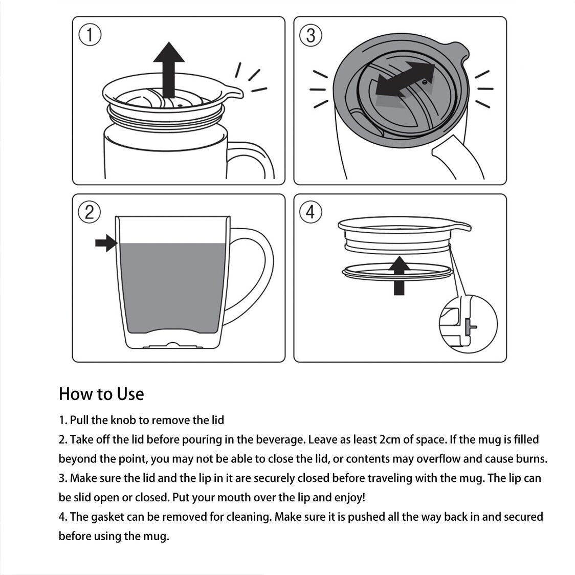 HARIO Heat Retention Mug with Lid 300ml - Black (SMF-300B)