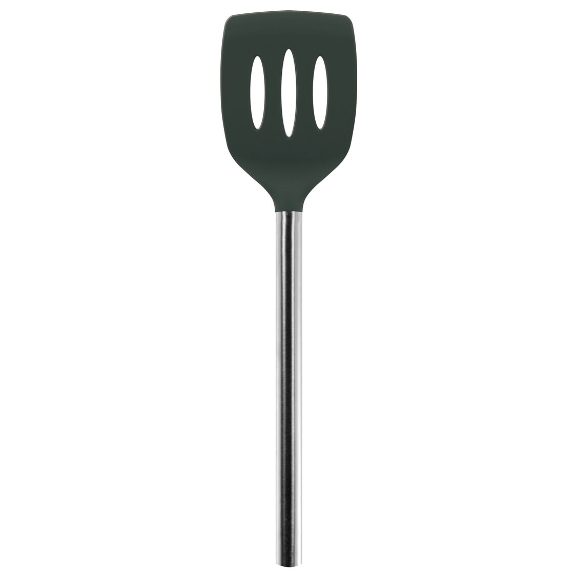 Tovolo Silicone Slotted Turner with Stainless Steel Handle - Charcoal