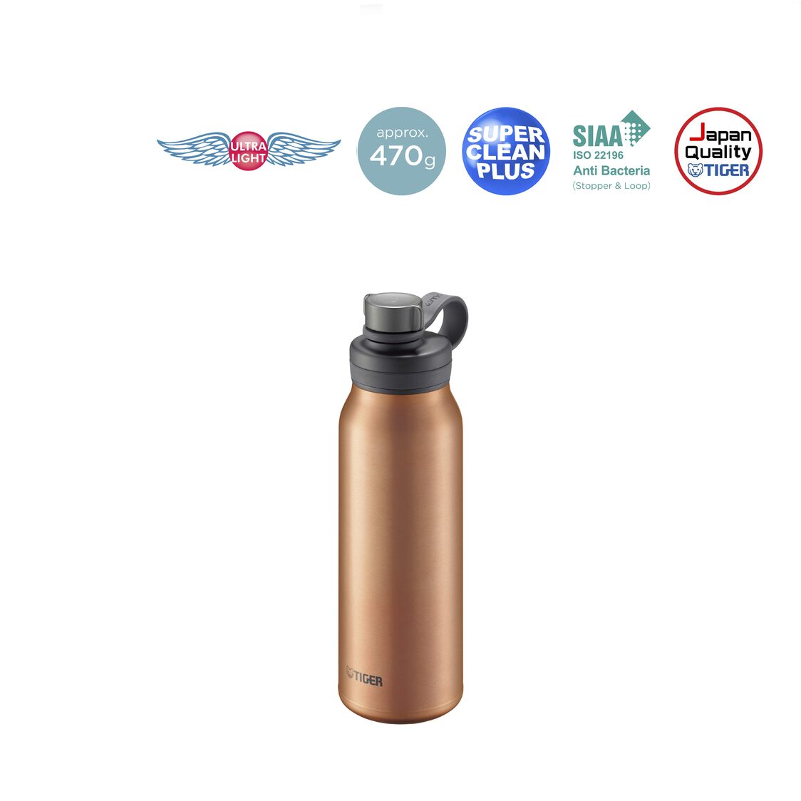TIGER Anti-Bacterial Double Stainless Steel Carbonated Bottle - Copper (MTA-T080 DC)