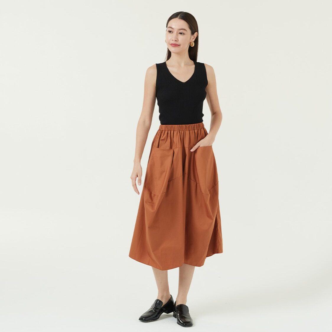 K/WOODS Stain Repellent Wide Legged Pants In Mocha