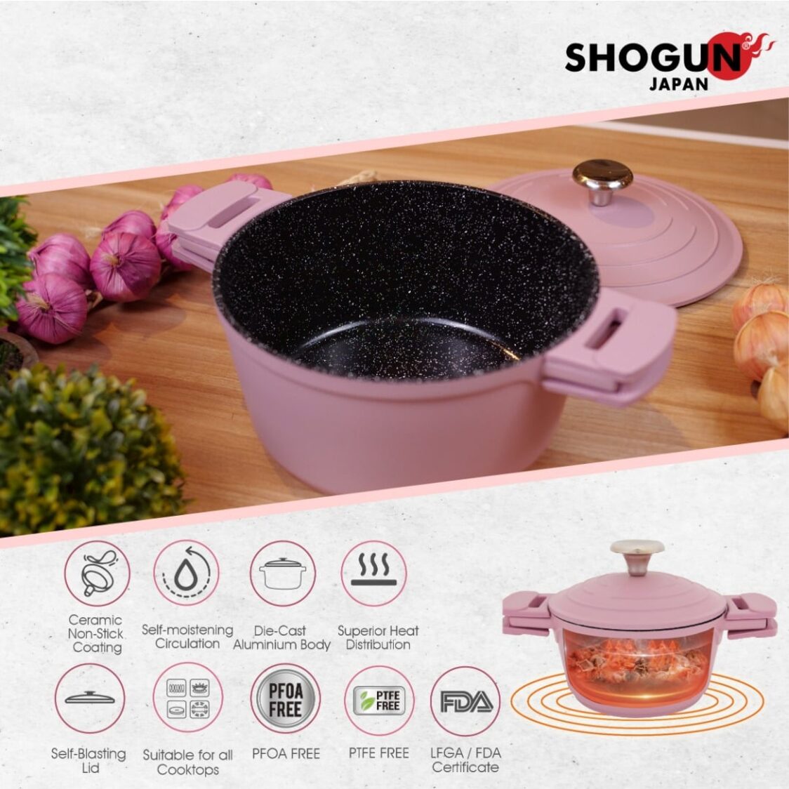 La Gourmet Shogun Ceragan Ceramic 24cm Die-cast Casserole LGPE381118