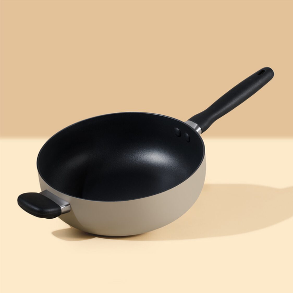 Meyer Bauhaus Nonstick 26cm | 3.8L Warm Grey Open Chef's Pan with Helping Handle (13767)