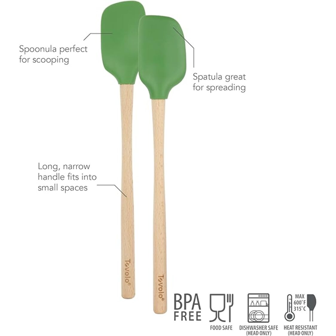 Tovolo Flex-Core WHandled Mini Spatula & Spoonula Set of 2 - Pesto
