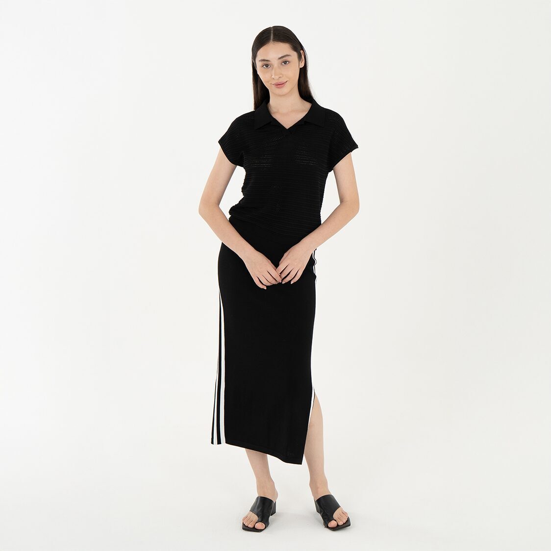 K/WOODS Ice Cool Urban Textured Polo in Black