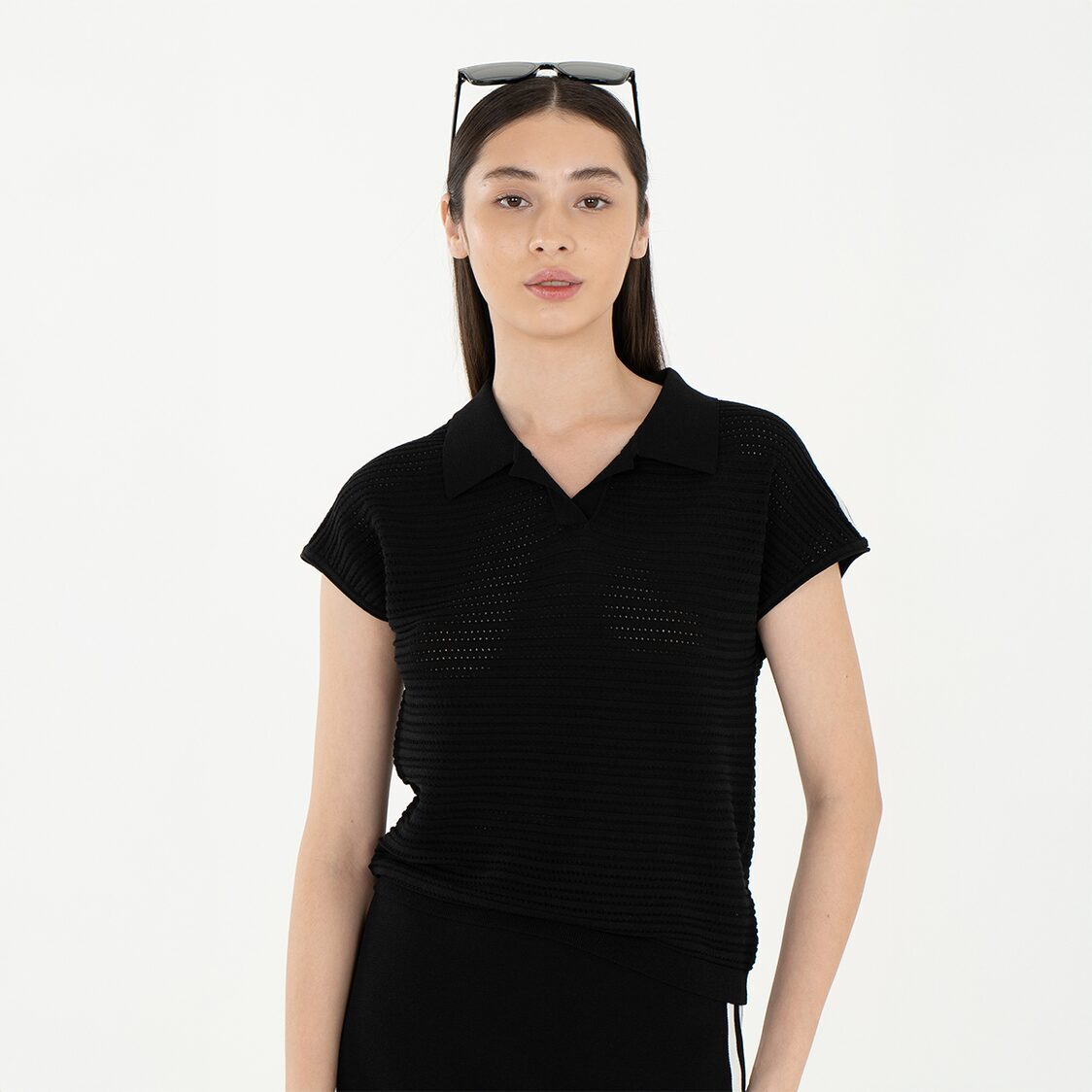 K/WOODS Ice Cool Urban Textured Polo in Black