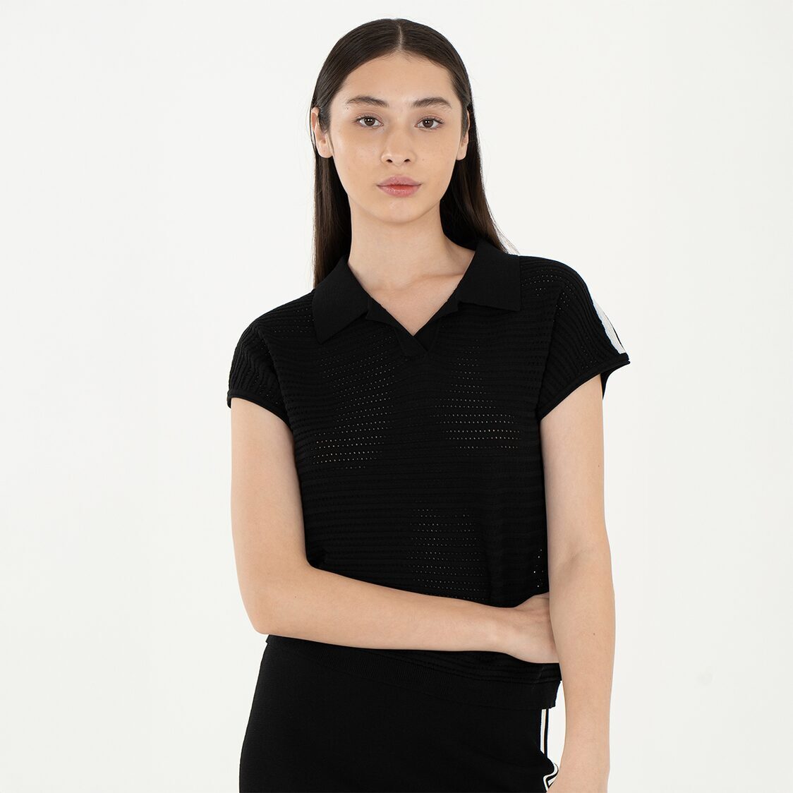 K/WOODS Ice Cool Urban Textured Polo in Black