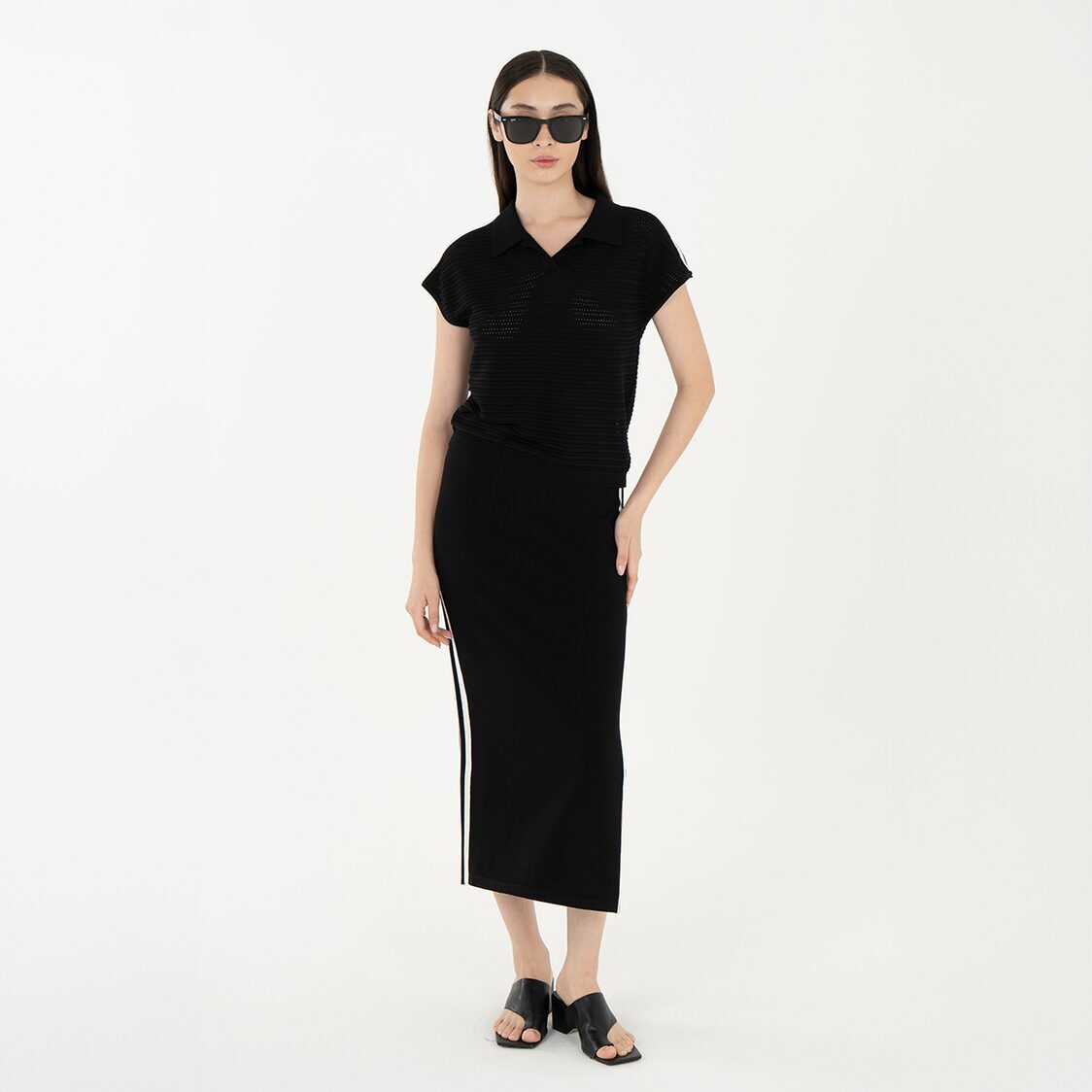 K/WOODS Ice Cool Urban Textured Polo in Black