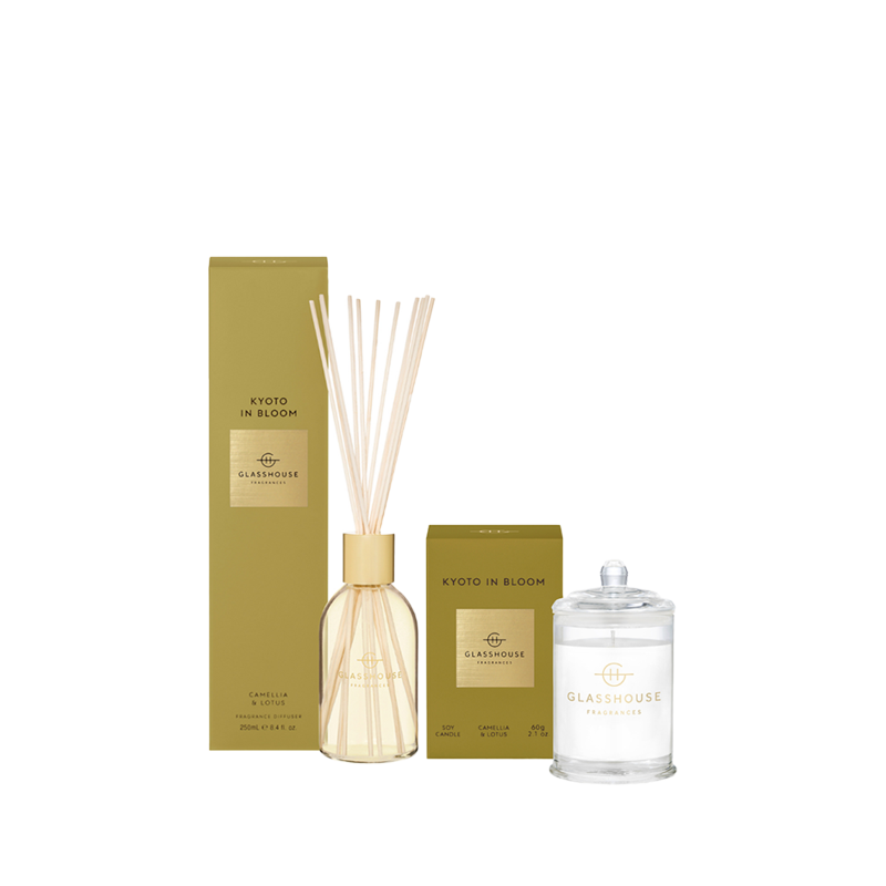 Glasshouse Fragrances 250ml Diffuser + 60g Candle Bundle At $93
